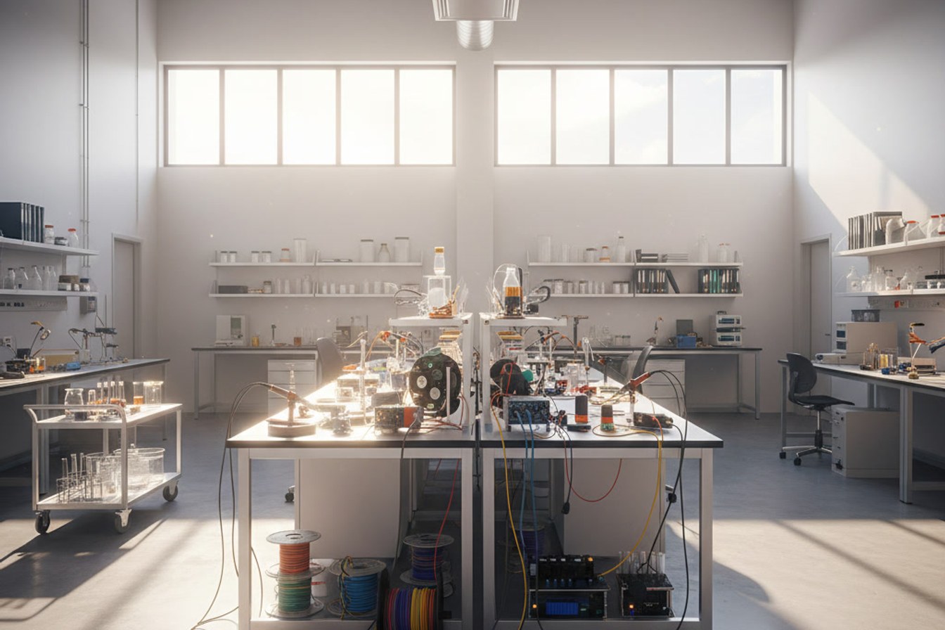 A research lab bench with prototype equipment, standing for the early-stage partnering work behind Commonwealth innovation programs.