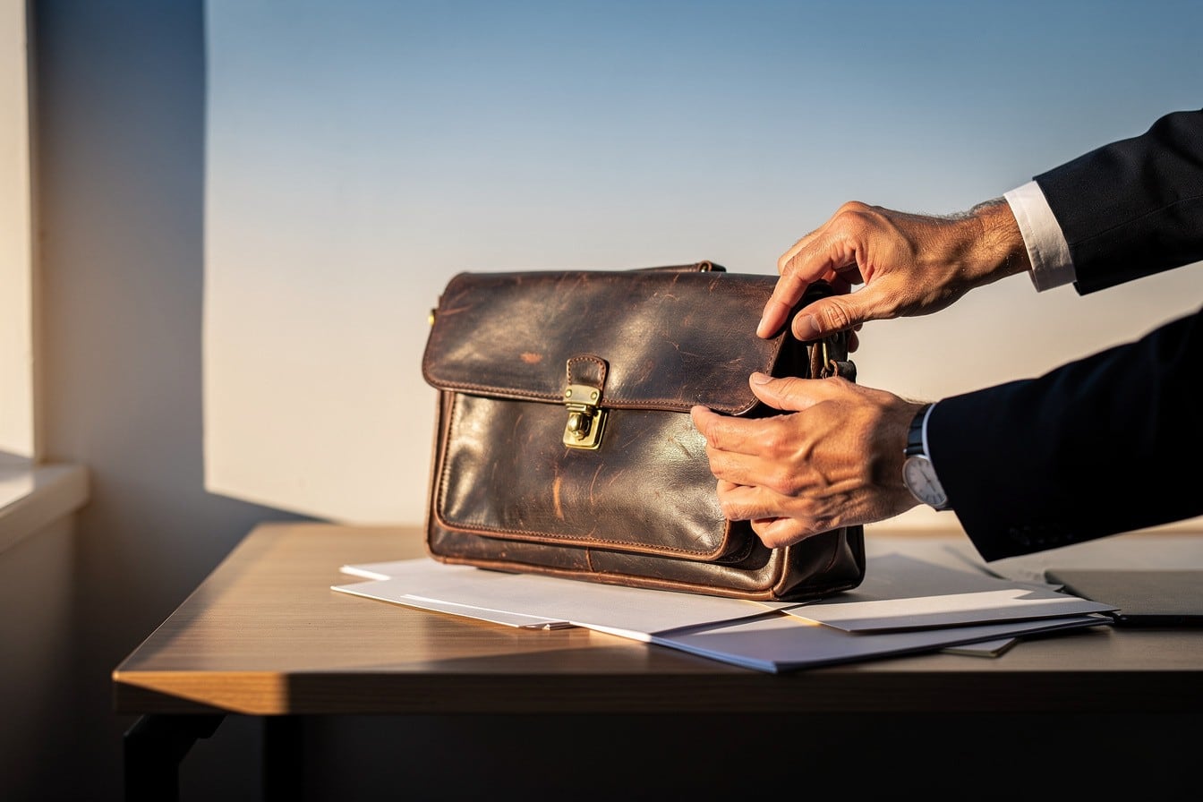 A small business owner at a desk reading an official invitation letter with a Commonwealth Procurement Rules document open beside a laptop showing a panel list.